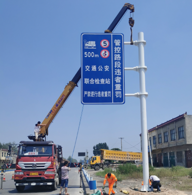 山南双悬臂标志杆、交通标志杆制作、门架立柱加工厂家